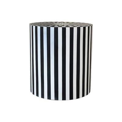 Ikat Solid Wood Round End Table - Black/White - With 2-Year Warranty